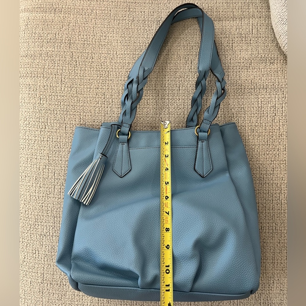 St Johns Bay New with Tags Blue Leather Tote Bag - Picture 7 of 10